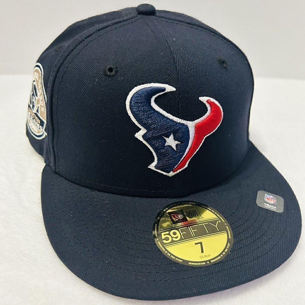 New Era Houston Texans Inaugural Season Patch 59FIFTY Fitted Hat Cap Blue‎ Sz 7
